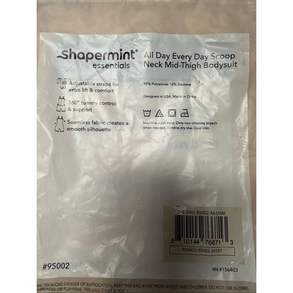Shapermint essentials all day every day, scoop neck, mid thigh, bodysuit size M - Picture 9 of 10